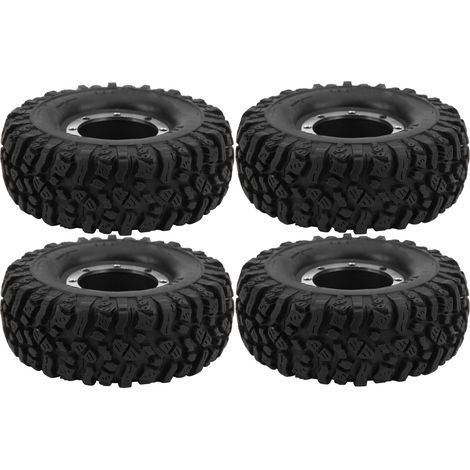 Lot de 4 jantes en alliage de 1,9 pouce et pneus en caoutchouc de 115 mm de rechange (noir) pour voiture télécommandée 1/10. (1/5)