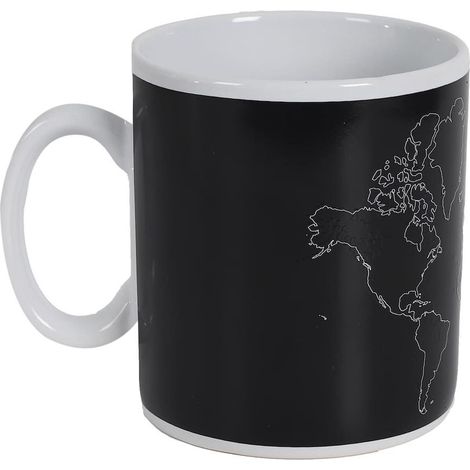 Mug thermoreactif XXL 70 cl en céramique noire avec carte du monde (1/5)