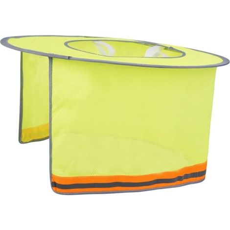 Capuche réfléchissante avec coque rigide, visière respirante à fixation par maille pour casques de sécurité standard, protection solaire haute visibilité en été (1/4)