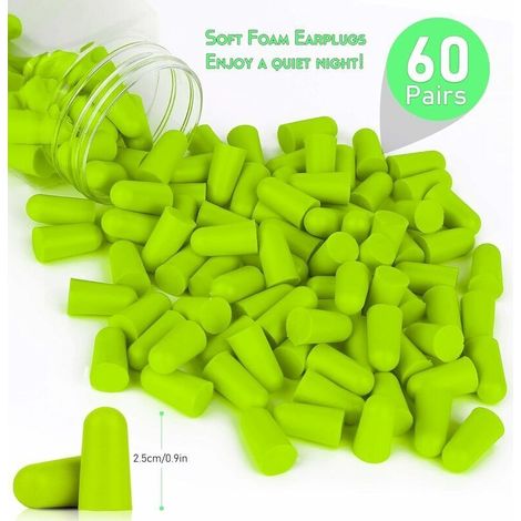 Bouchons d'oreilles anti bruit 35.5 dB – Mousse souple pour confort – 60 paires pour sommeil. travail. voyage – Protection auditive efficace (1/5)