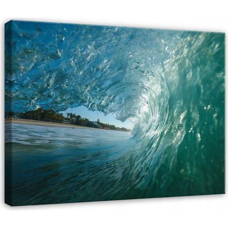 Peinture vague de mer paysage nature pour chambre salon sur toile 120x80 (1/3)