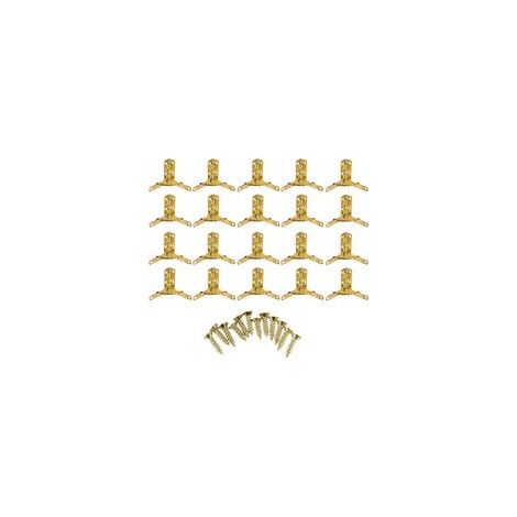 Lot de 20 mini charnières décoratives en bois avec attaches Doré