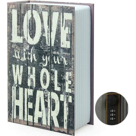 Umwerfende Aufbewahrungsbox für Bücher, geheimer Wörterbuchsafe mit Sicherheitskombinationsschloss/Schlüssel (Kombination, Liebe) (1/5)