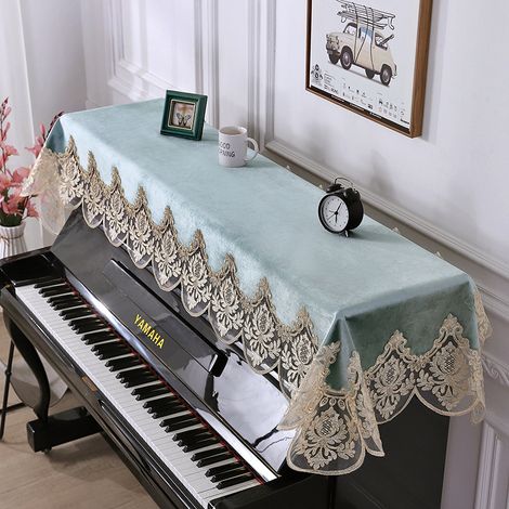 Filiyano-Serviette de piano en dentelle européenne, housse brodée, demi-housse de piano (1/5)