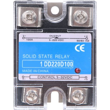 Relais à semi-conducteurs DC SSR entrée 3-32VDC charge 5-220VDC relais de contrôle (100A)