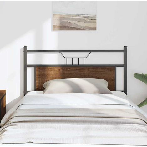 Cabecero de madera de ingeniería y acero marrón roble 107 cm vidaXL (1/5)