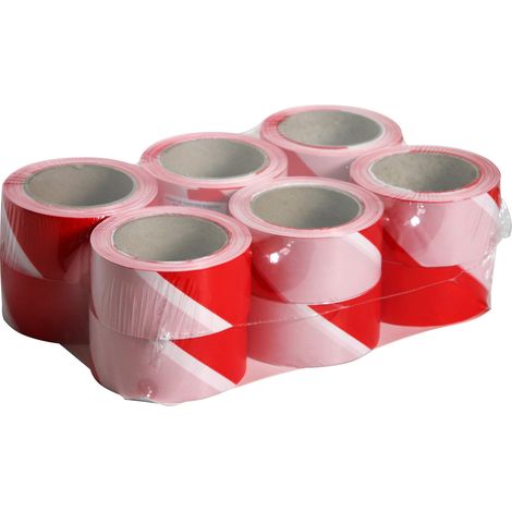 Novap – Ruban de signalisation professionnel rouge/blanc 50mm x 100m – Résistant à l'étirement – Pour chantiers humides – 3055054