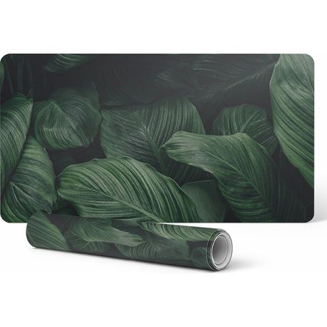 Alfombrilla de escritorio moderna para teletrabajo, hojas tropicales, 120x60 cm