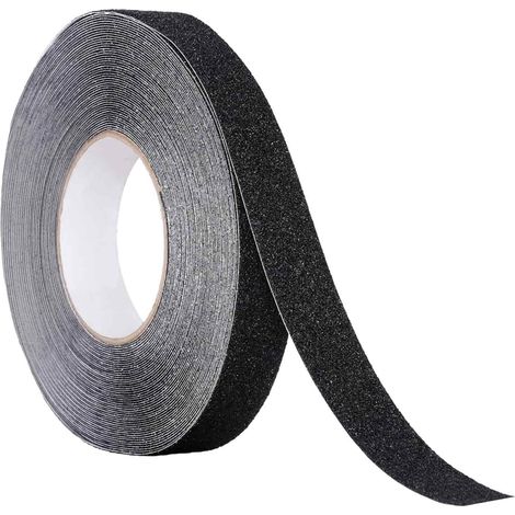 1 Rouleau Ruban antidérapant 2,5cm x 10m PVC noir pour escaliers rampes sols intérieurs extérieurs (1/5)