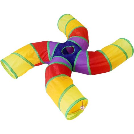 Tunnel arc-en-ciel en forme de S pour chat – Tente de jeu 4 voies pour animaux domestiques, labyrinthe, tube pliable pour chats, lapins et plus encore (1/5)