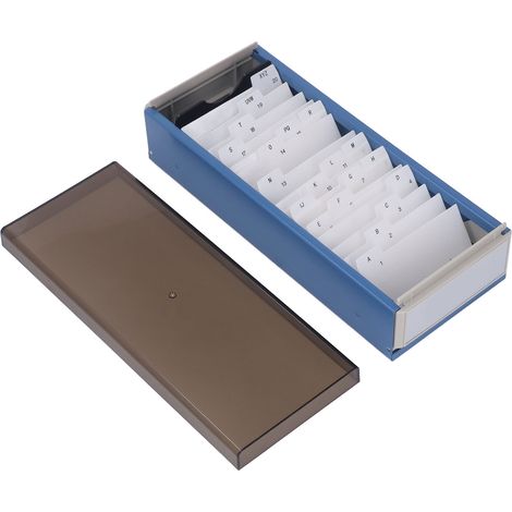Porte-fiches pouvant contenir 800 cartes de visite, organiseur de fichiers AZ avec couvercle transparent haut pour bleu (1/5)