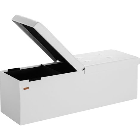 CASARIA® Foldable Ottoman Chest Bench with Folding Padded Lid 100/131 Litres  XL White