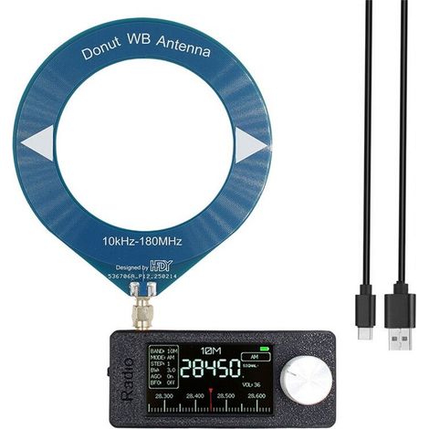 SI4732 Radio de bolsillo USB AM/FM de 0,5-108 MHz LSB con pantalla IPS de 1,9 pulgadas, receptor de radio multibanda con antena de bucle.