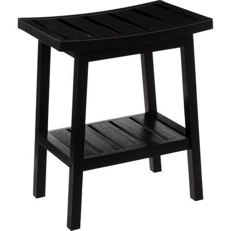 5Five Simply Smart – Tabouret en bambou noir 46 cm – Rangement astucieux pour espaces réduits – Léger et robuste – Gamme Green Harmony