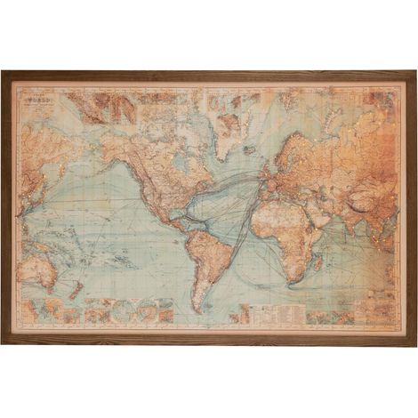 Tableau Carte du Monde "LED" 116x175cm Marron (1/5)