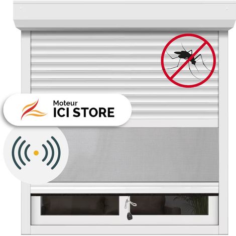 Volet Roulant avec Moustiquaire Intégrée moteur radio H160xL150 alu Blanc 9016 (1/5)