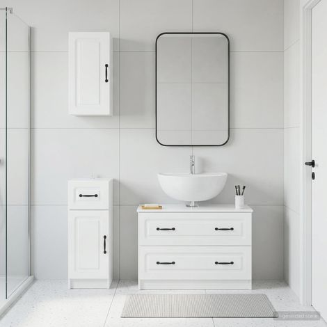 vidaXL 3 Piece Bathroom Cabinet Set UTRECHT High Gloss White (1/5)