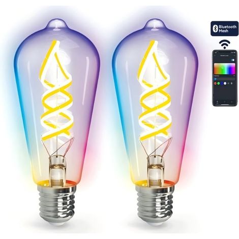 Aigostar Lot de 2 Ampoules Filament G45 E27 4,5W CCT Ajustable Verre Dégradé Décoration Salon