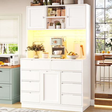 Mobile cucina con LED e 8 cassetti MDF 120x40x183,5 cm OKMYHOME (1/5)