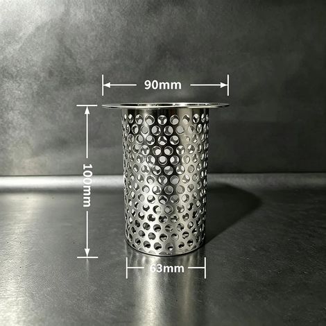(90mm-China Mainland)Stainless Steel Perforated Drain Filter Cylinder Anti-Clog Sewer Debris Strainer For Sewer Pipe Multiple Specifications (1/4)