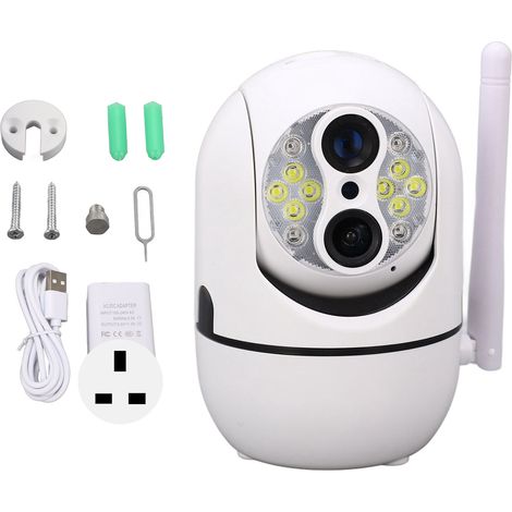 Caméra de surveillance extérieure sans fil 1080P HD étanche IP66 WiFi 2.4GHz pour maison, caméra de sécurité avec adaptateur UK 100‑240V (1/5)