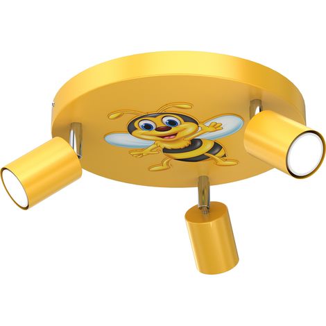 Plafonnier Luminex Fun rond jaune/noir 3 spots GU10 8W