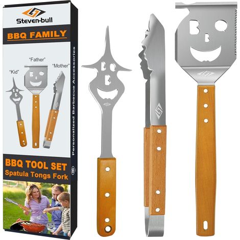 Ensemble d'outils de Barbecue, Accessoires de Barbecue Extra Longs, Accessoires de Gril pour Gril extérieur, Cadeaux de Barbecue pour Hommes Uniques (1/5)