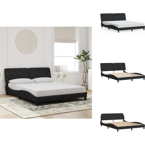 Bettgestell ohne Matratze Schwarz 160x200 cm Samt - Bettsystem - Doppelbett - Boxspringbetten - Samtbett - Schwarzes Bett (1/5)
