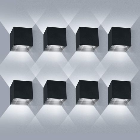 Paquete de 8 luces de pared LED 12W a prueba de agua IP65 Luz de pared exterior ajustable Up Down Design 6000K White (1/5)