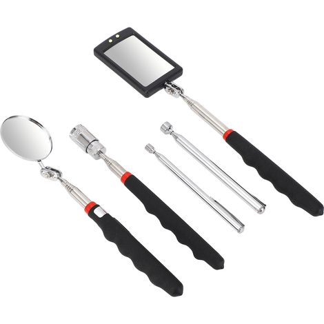 Ensemble 4-en-1 avec aimant télescopique, miroir d'inspection 360°, lampe LED et canne magnétique (1/5)