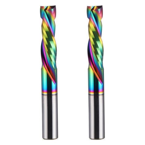 Jeu de 2 fraises à bois à deux dents, revêtement DLC, en carbure de tungstène, pour usinage CNC, queue de 6 mm, diamètre de coupe de 6 mm (1/5)