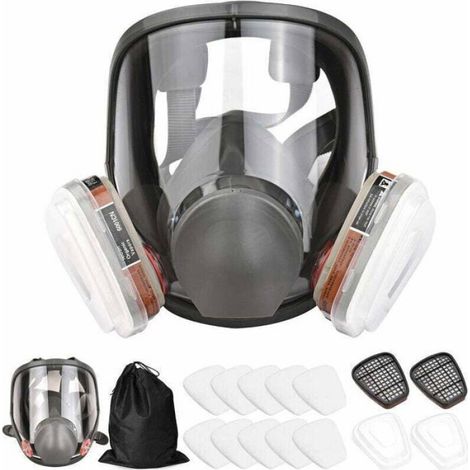 Masque complet en silicone - ZOR® - 16 en 1 - Filtre ammoniac - 7 pièces - Couvre-visage intégral - Filtres en coton (1/4)