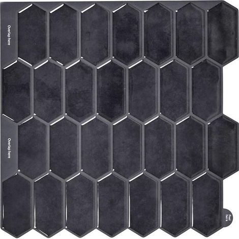 Lot de 4 Crédences Adhésives "Hexagone" 30cm Noir (1/4)