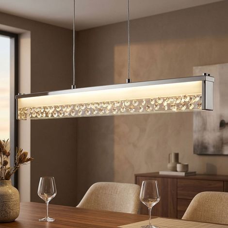 Pendelleuchte Glas Kristalle Hängelampe Chrom Pendellampe Höhenverstellbar, 1x LED 20 Watt 1800 Lumen warmweiß, L 78 cm (1/5)