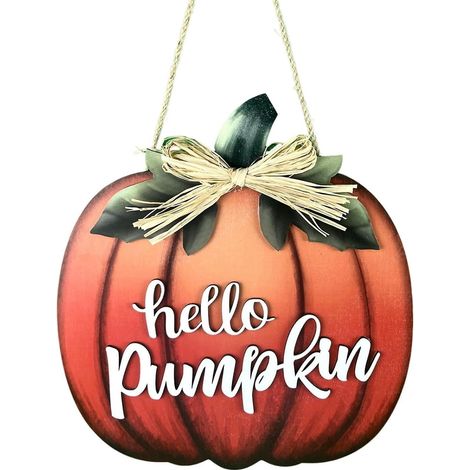 JANMIR-Décoration de porte automnale citrouille - Panneau de bienvenue citrouille en bois - Décoration murale pour porche - Récolte d'automne - Thanksgiving - Décoration de ferme (1/5)