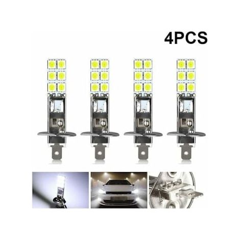 4er-Pack H1 12V LED-Lampen, 6000K, weiß, 55W für Nebelscheinwerfer, Zusatzscheinwerfer und Fernscheinwerfer. – AquaForge