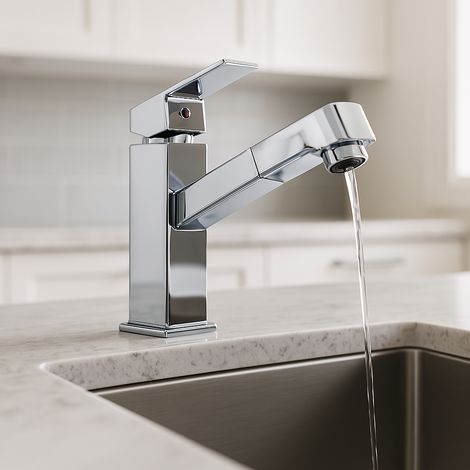 Rubinetto Argento con Doccetta Estraibile per Cucina e Bagno (1/5)