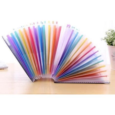 UD Trieur à Soufflet Classeur 24 Pochettes Organisateur Document Rangement Expansion Papier A4 avec Etiquettes Multicolore (1/4)