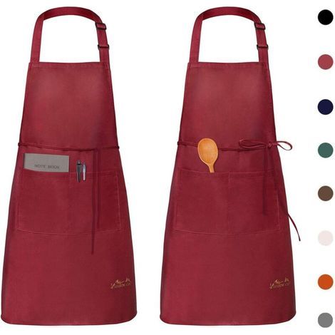 Tabliers de Cuisine Etanche,Tablier Réglable avec Poches pour Cuisine Familial,Restaurant,Jardin,Barbecue 2 Pack (1/5)