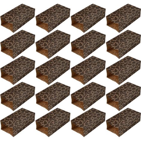 Paquet en Papier Imprimé Léopard 50 Pièces 23 X 12 X 7,5 Cm pour Fêtes et Emballage Alimentaire, Sachets Pâtisserie et Rangement Bonbons, pour Décorations et Présents (1/5)