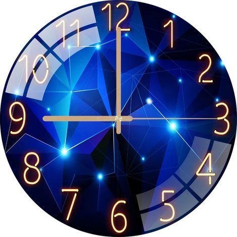 30cm Glass Wall Clock Silent Non Ticking Decorative Round Clock for Living Room Kitchen Bedroom Hallway Office (Dark Blue) (1/5)