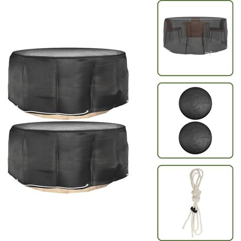 The Living Store Fundas para muebles de jardín 2 uds 10 ojales redonda Ø260x90cm - Fundas para muebles exteriores