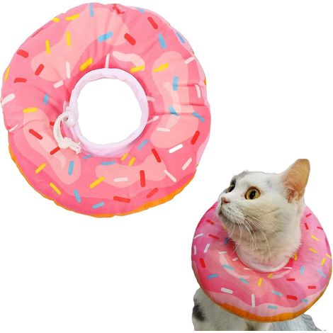 Collier de sécurité ajustable pour chat, anti-morsure et anti-léchage, pour la convalescence des animaux après une intervention chirurgicale, taille M, rose (1/5)