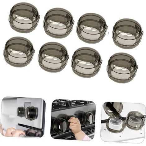 Protège-boutons de cuisinière – Sécurité enfant – Lot de 8 – Protection universelle – Convient aux plaques de cuisson à gaz et vitrocéramiques, fours et grils – Noir