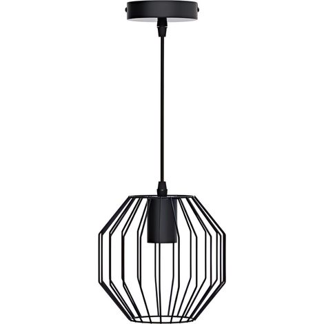 Suspension géométrique en fer noir, culot E27, décoration contemporaine pour la maison (1/3)