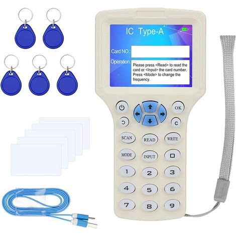 Lecteur de cartes NFC 125 kHz 13,56 MHz 10 fréquences RFID Key Fob Lecteur de cartes avec clé USB (1/5)