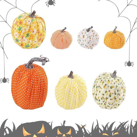 Calabazas pequeñas de tela, 7 calabazas de tela, decoración de mesa (1/5)