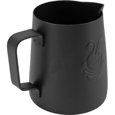 Multifunktionaler Milchaufschäumer aus Edelstahl 304 mit Griff für Kaffee mit Milch, 420 ml, schwarz (1/5)