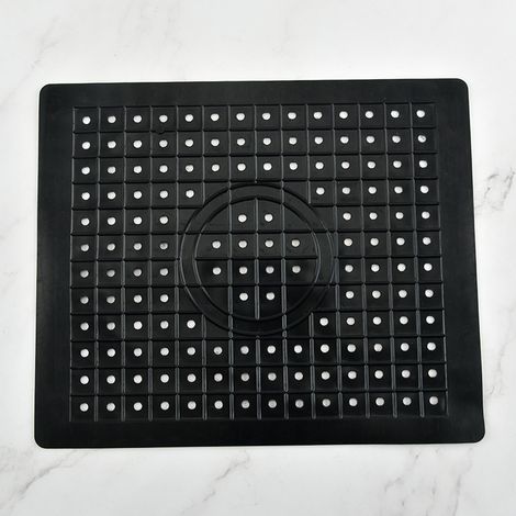 Set di 2 tappetini protettivi neri per lavello da cucina, realizzati in gomma antiscivolo resistente, facili da pulire e tagliare. (1/5)