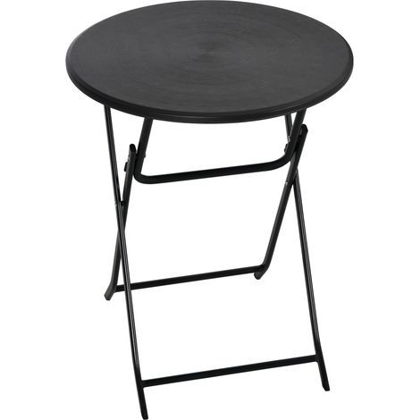 AMXCNOY Table pliante ronde Ø60 cm, style bois décoratif, gris foncé, idéale pour jardin, balcon ou terrasse. (1/5)